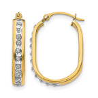 14k Diamond Fascination Diamond Dust/Accent 3x21mm Oval Hoop Earrings