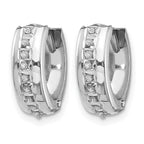 14k White Gold Diamond Fascination Diamond Dust/Accent 5x14mm Round Hinged Hoop Earrings