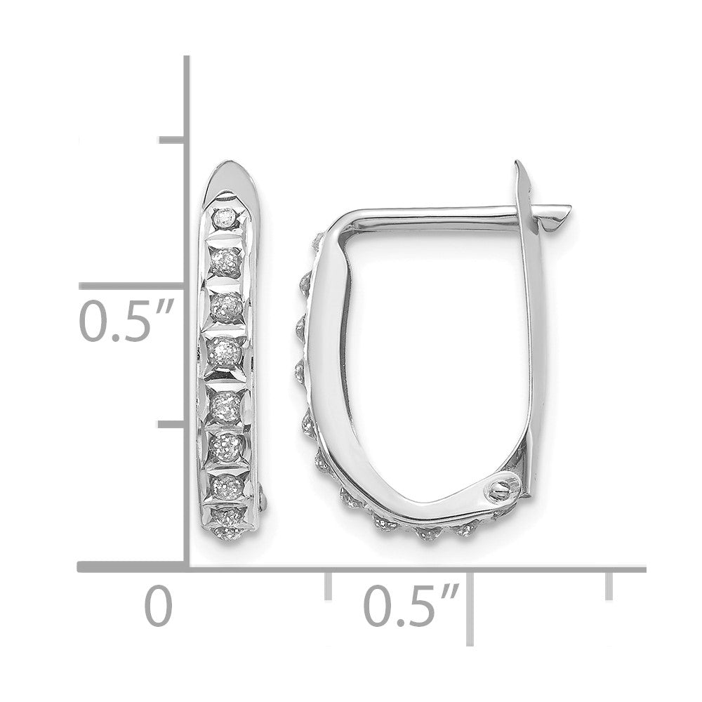 14k White Gold Diamond Fascination Diamond Dust/Accent 2x16mm Oval Hinged Hoop Earrings