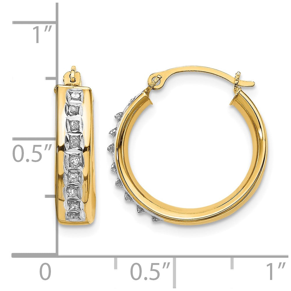 14k Diamond Fascination Diamond  Dust/Accent 5x18mm Round Hoop Earrings
