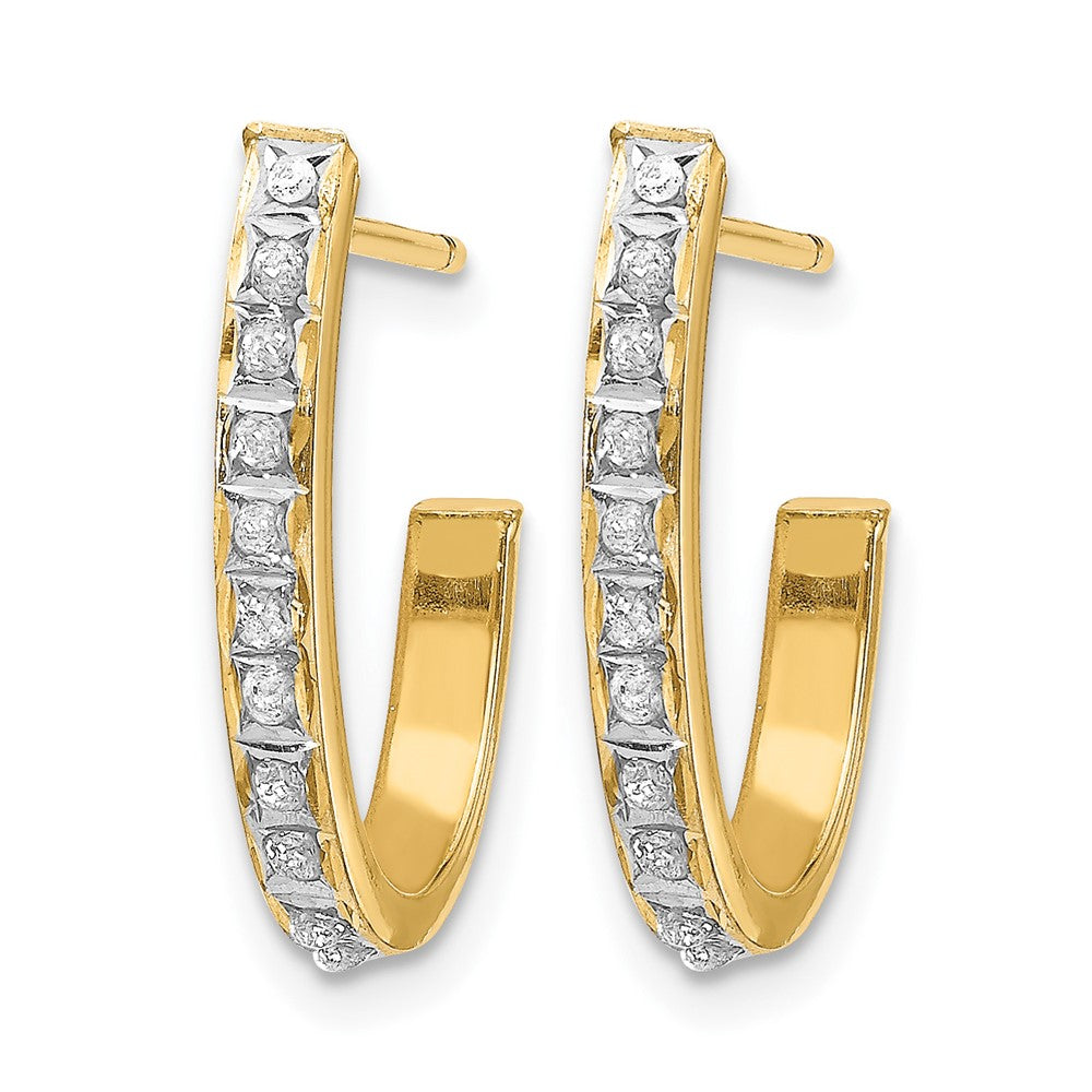 14k Diamond Fascination Diamond Dust/Accent J-Hoop Post Earrings
