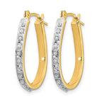 14k and White Rhodium Diamond Fascination Diamond Dust/Accent 2x18mm Oval Hoop Earrings