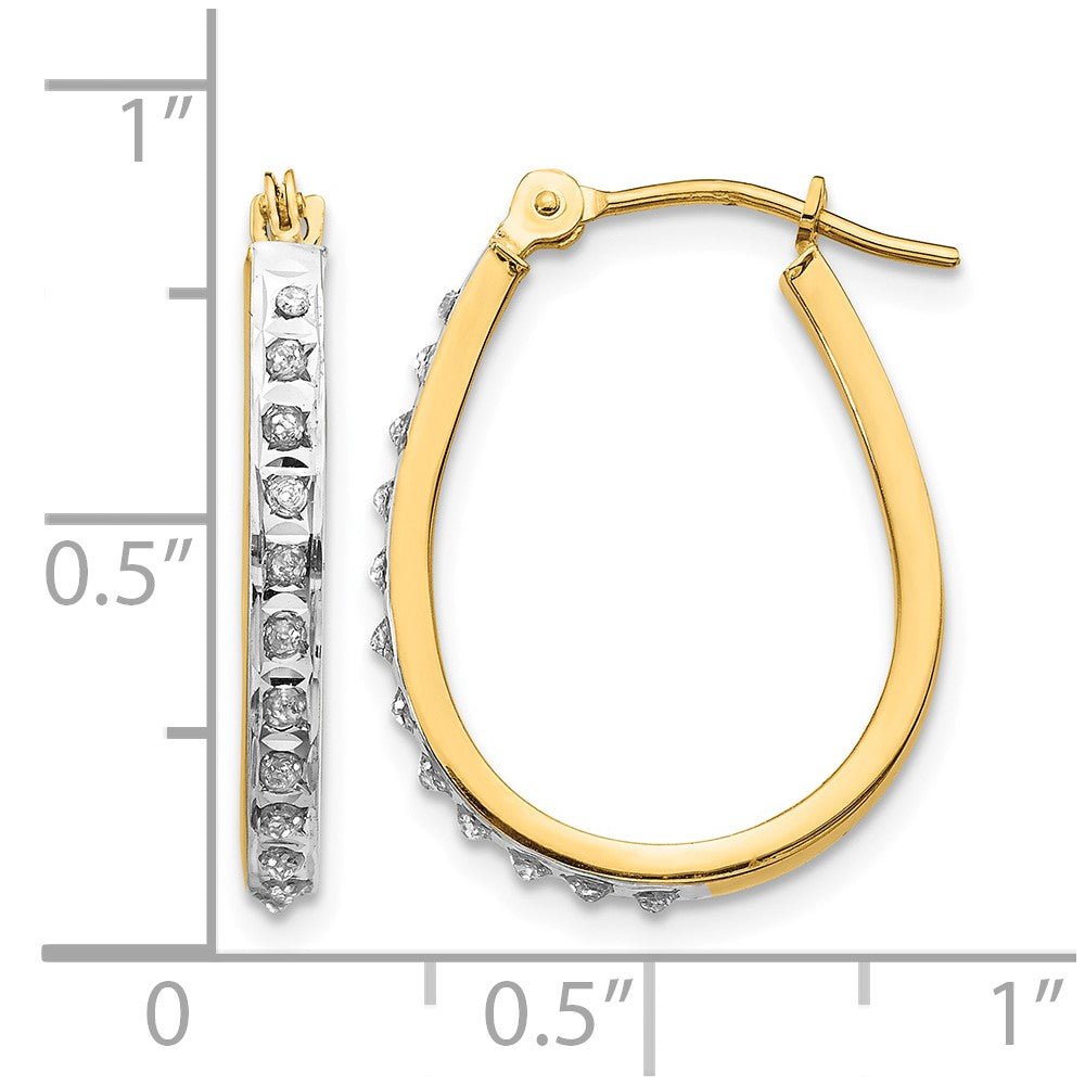 14k and White Rhodium Diamond Fascination Diamond Dust/Accent 2x18mm Oval Hoop Earrings