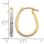 14k and White Rhodium Diamond Fascination Diamond Dust/Accent 2x18mm Oval Hoop Earrings