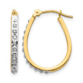 14k and White Rhodium Diamond Fascination Diamond Dust/Accent 2x18mm Oval Hoop Earrings