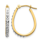 14k and White Rhodium Diamond Fascination Diamond Dust/Accent 2x18mm Oval Hoop Earrings
