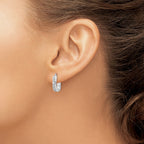14k White Gold Diamond Fascination Diamond Dust/Accent 4x16mm Oval Hoop Earrings