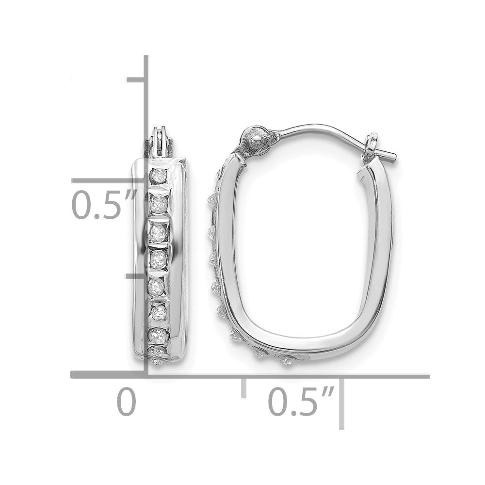 14k White Gold Diamond Fascination Diamond Dust/Accent 4x16mm Oval Hoop Earrings