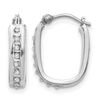 14k White Gold Diamond Fascination Diamond Dust/Accent 4x16mm Oval Hoop Earrings