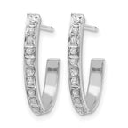 14k White Gold Diamond Fascination Diamond Dust/Accent J-Hoop Post Earrings