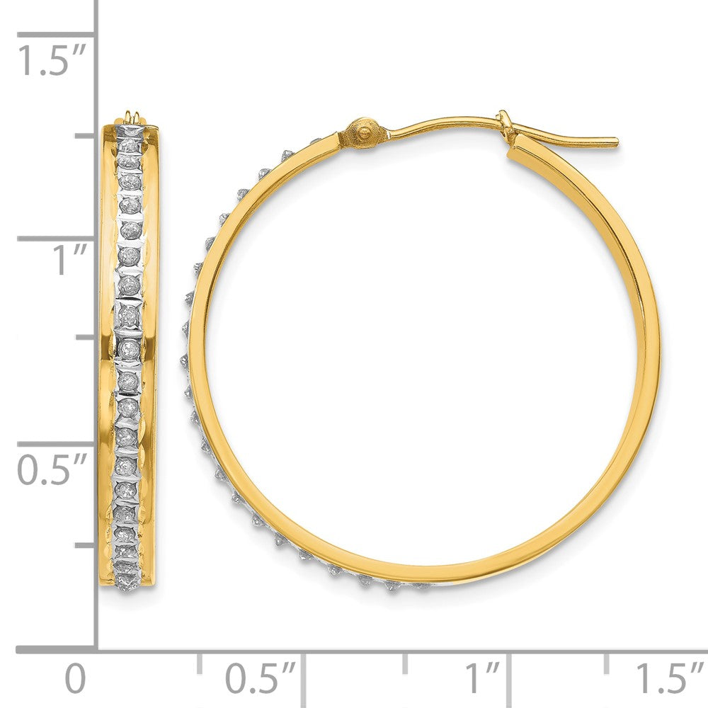 14k Diamond Fascination Diamond Dust/Accent 4x31mm Round Hoop Earrings