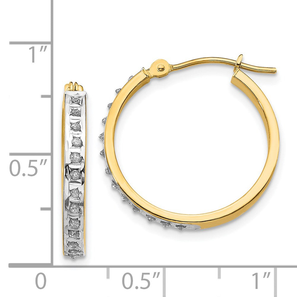 14k Diamond Fascination Diamond Dust/Accent 3x21mm Round Hinged Hoop Earrings