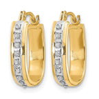 14k Diamond Fascination Diamond Dust/Accent 4x16mm Oval Hoop Earrings