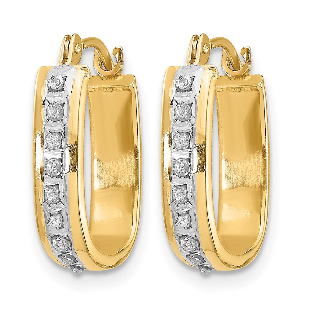 14k Diamond Fascination Diamond Dust/Accent 4x16mm Oval Hoop Earrings