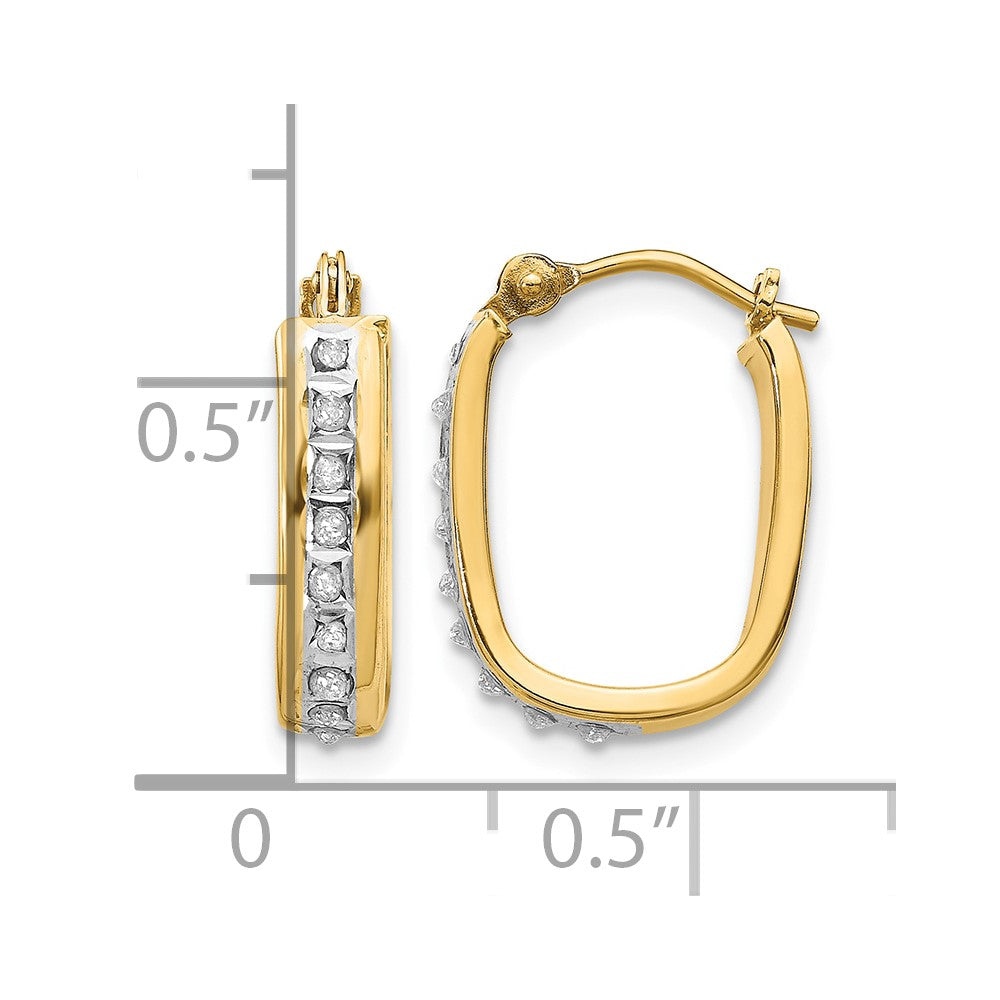 14k Diamond Fascination Diamond Dust/Accent 4x16mm Oval Hoop Earrings