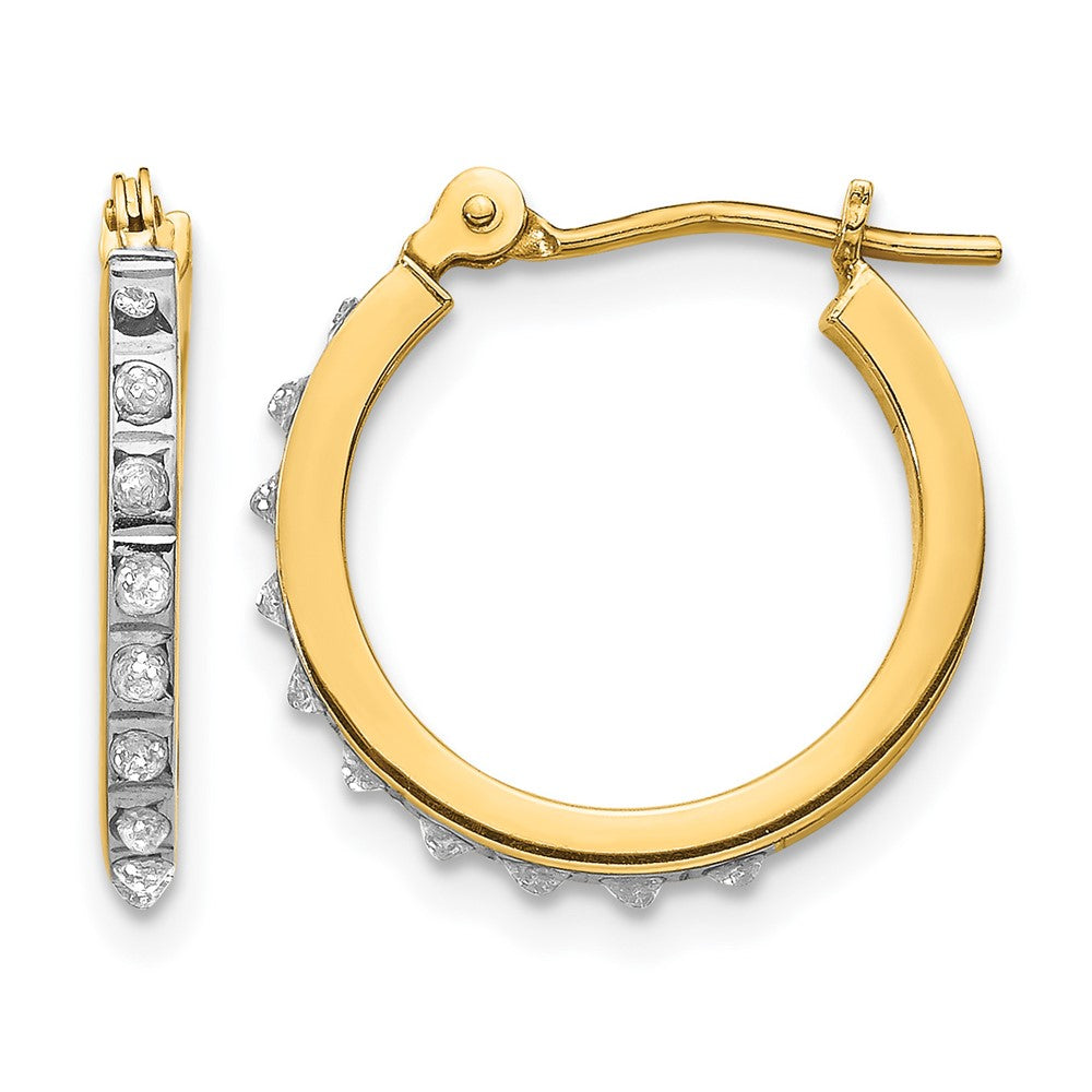 14k Diamond Fascination Diamond Dust/Accent 1x15mm Round Hoop Earrings