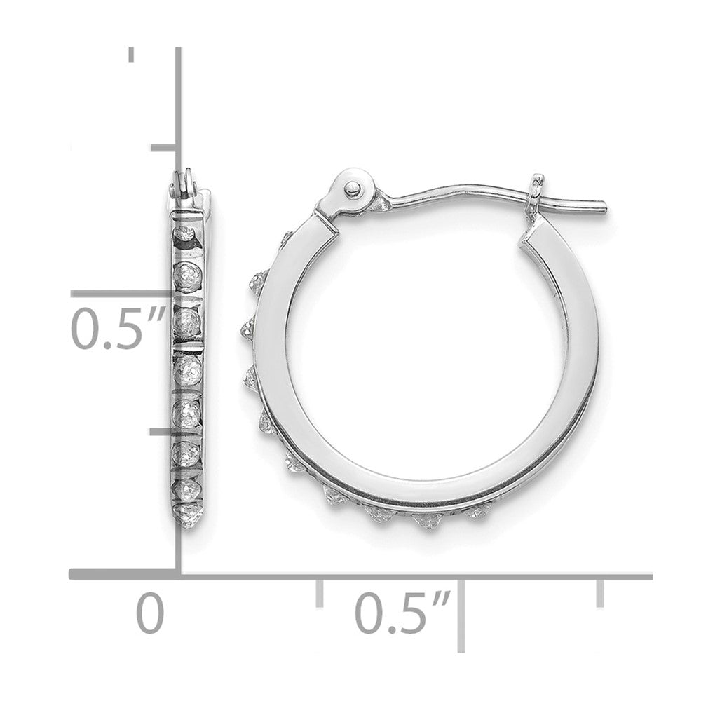 14k White Gold Diamond Fascination Diamond Dust/Accent 1x15mm Round Hoop Earrings