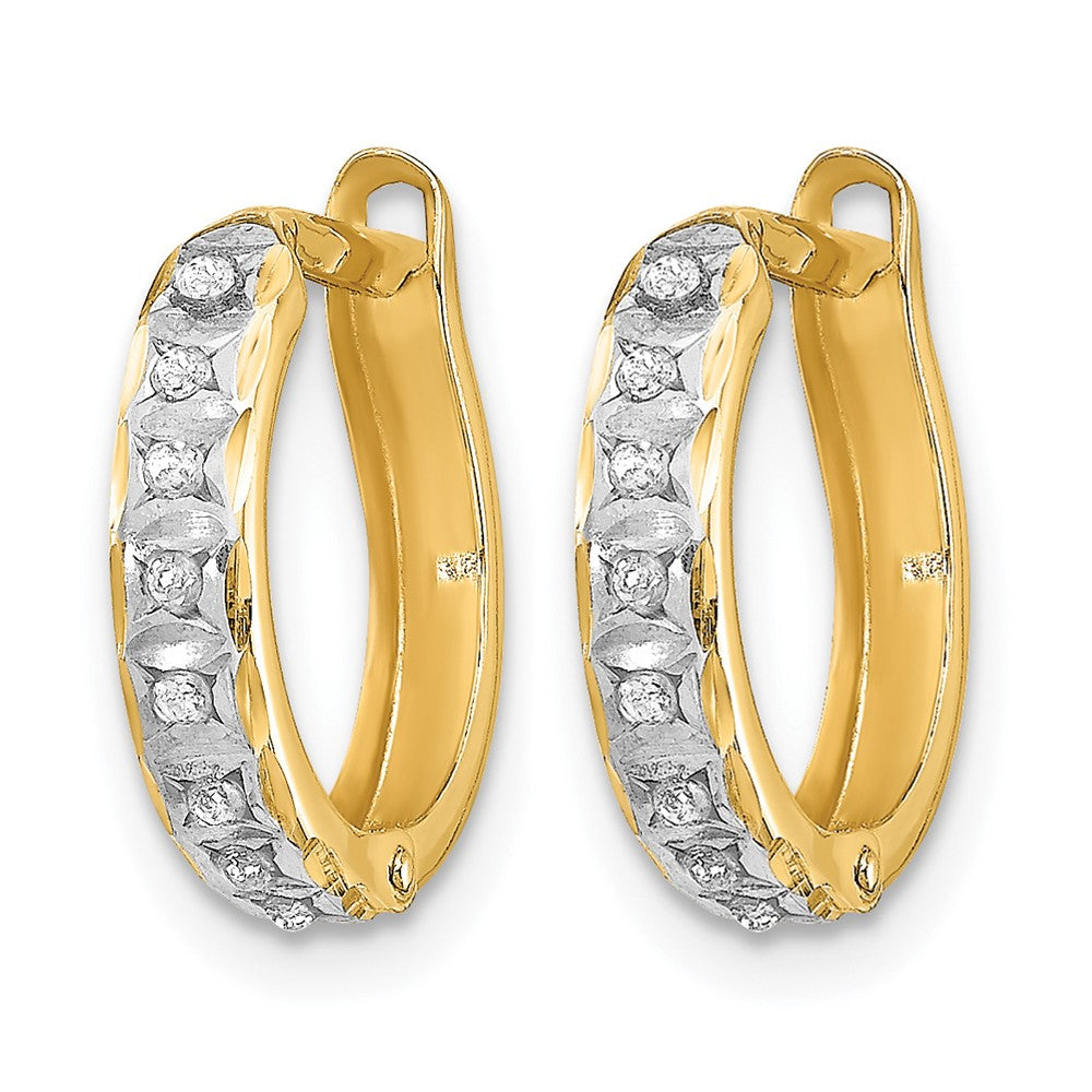 14k Diamond Fascination Diamond Dust/Accent 2x13mm Round Hinged Hoop Earrings