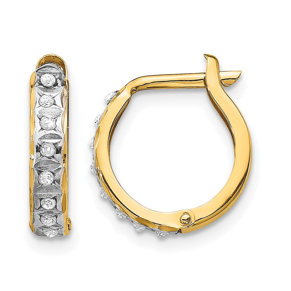 14k Diamond Fascination Diamond Dust/Accent 2x13mm Round Hinged Hoop Earrings
