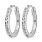 14k White Gold Diamond Fascination Diamond Dust/Accent 2x21mm Round Hoop Earrings