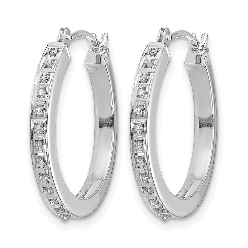 14k White Gold Diamond Fascination Diamond Dust/Accent 2x21mm Round Hoop Earrings