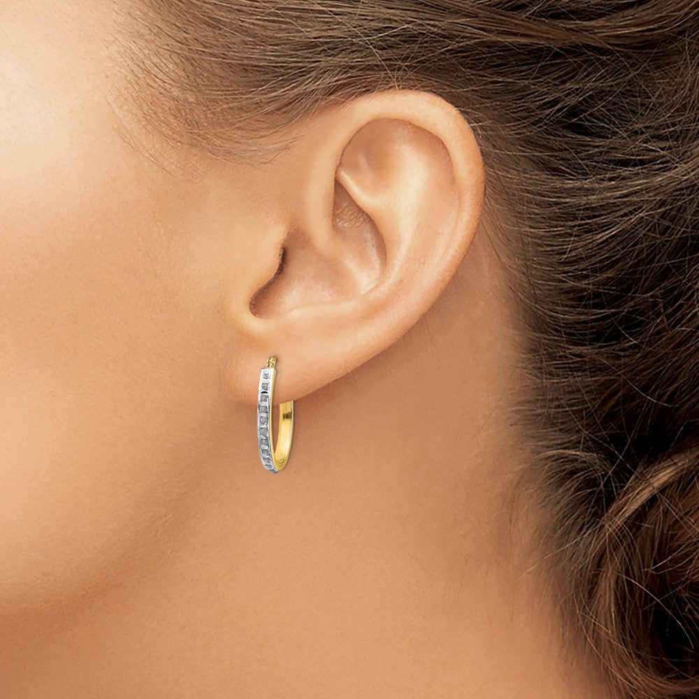 14k Diamond Fascination Diamond Dust/Accent 2x19mm Oval Hoop Earrings