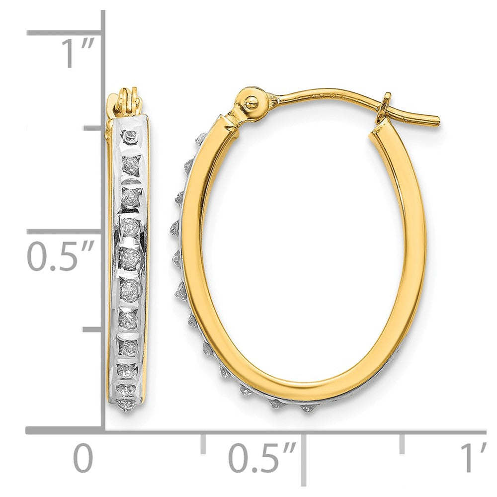 14k Diamond Fascination Diamond Dust/Accent 2x19mm Oval Hoop Earrings