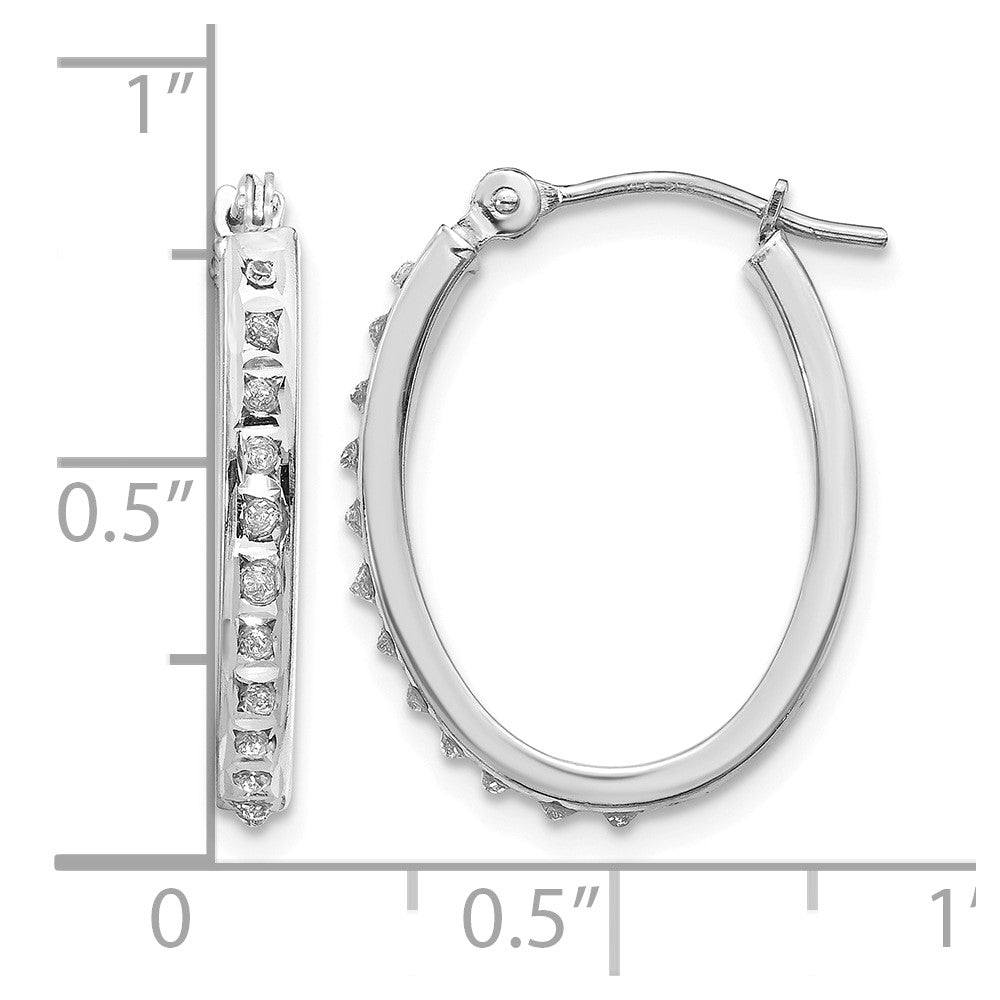 14k White Gold Diamond Fascination Diamond Dust/Accent 2x19mm Oval Hoop Earrings