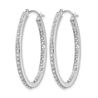 14k White Gold Diamond Fascination Diamond Dust/Accent 2x36mm Oval In/Out Hoop Earrings