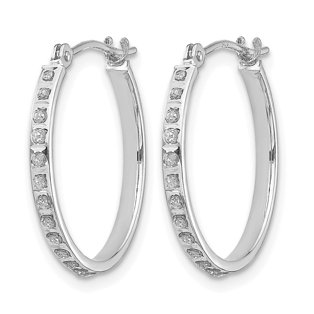 14k White Gold Diamond Fascination Diamond Dust/Accent 2x20mm Round Hoop Earrings