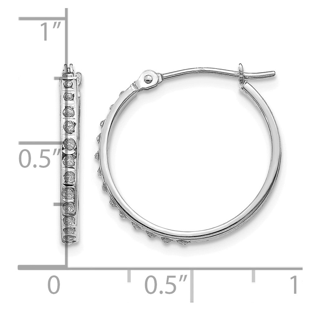 14k White Gold Diamond Fascination Diamond Dust/Accent 2x20mm Round Hoop Earrings