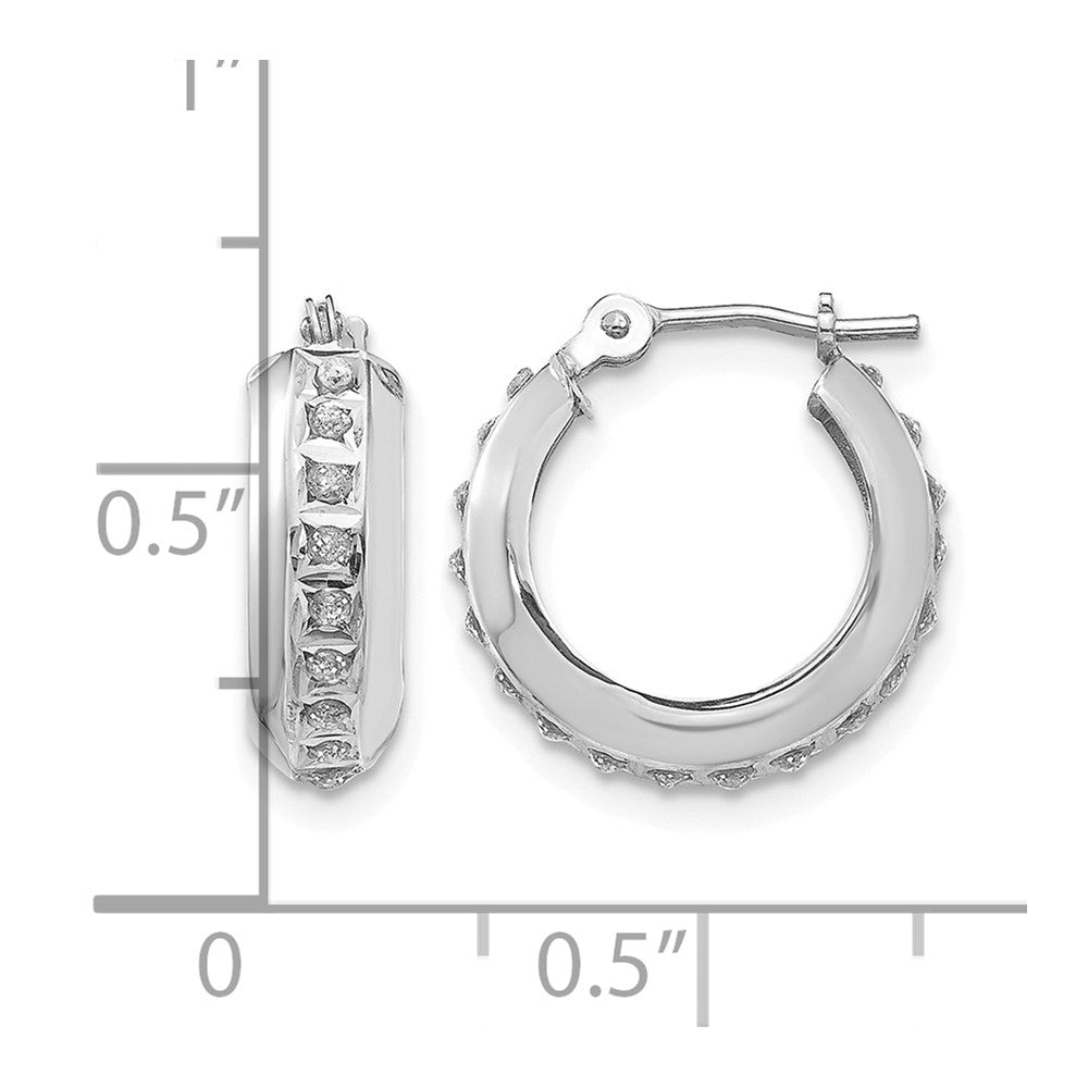 14k White Gold Diamond Fascination Dia. Dust/Accent 5x16mm Round Hoop Earrings
