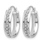 14k White Gold Diamond Fascination Diamond Dust/Accent 5x18mm Round Hoop Earrings