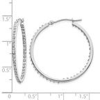 14k White Gold Diamond Fascination Diamond Dust/Accent 2x25mm Round In/Out Hoop Earrings