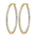 14k Diamond Fascination Diamond Dust/Accent 2x35mm Round In/Out Hoop Earrings