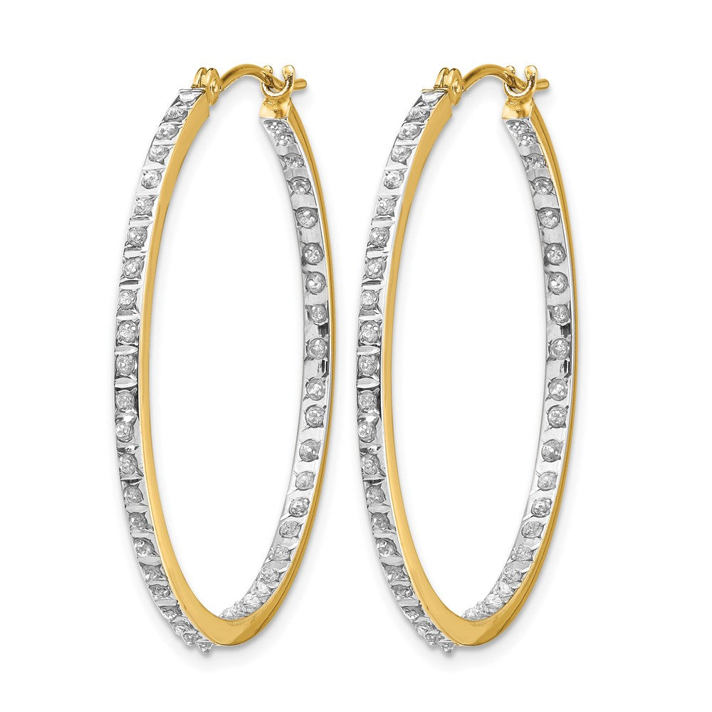 14k Diamond Fascination Diamond Dust/Accent 2x35mm Round In/Out Hoop Earrings