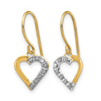 14k Diamond Fascination Diamond Dust/Accent Heart Dangle French Wire Earrings