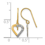 14k Diamond Fascination Diamond Dust/Accent Heart Dangle French Wire Earrings