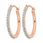 14k Rose Gold Diamond Fascination Diamond Dust/Accent 2x25mm Round Hoop Earrings