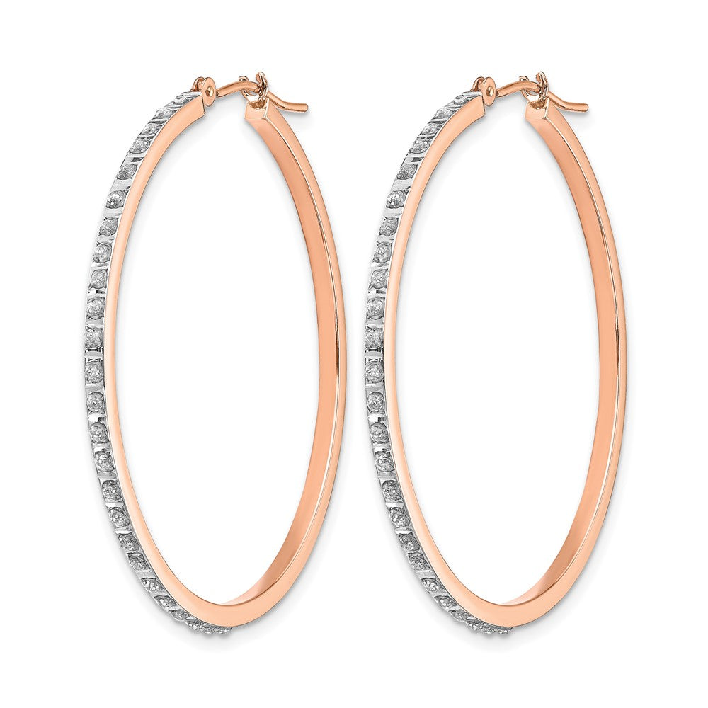 14k Rose Gold Diamond Fascination Diamond Dust/Accent 2x40mm Round Hoop Earrings