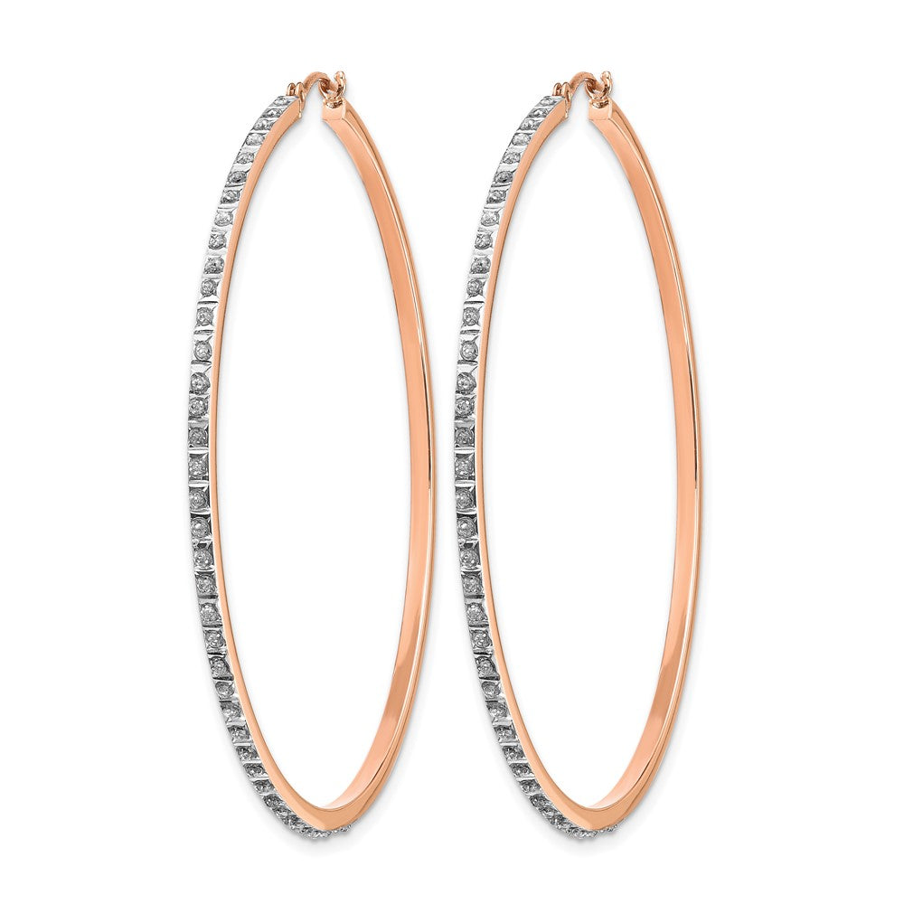 14k Rose Gold Diamond Fascination Diamond Dust/Accent 2x52mm Round Hoop Earrings