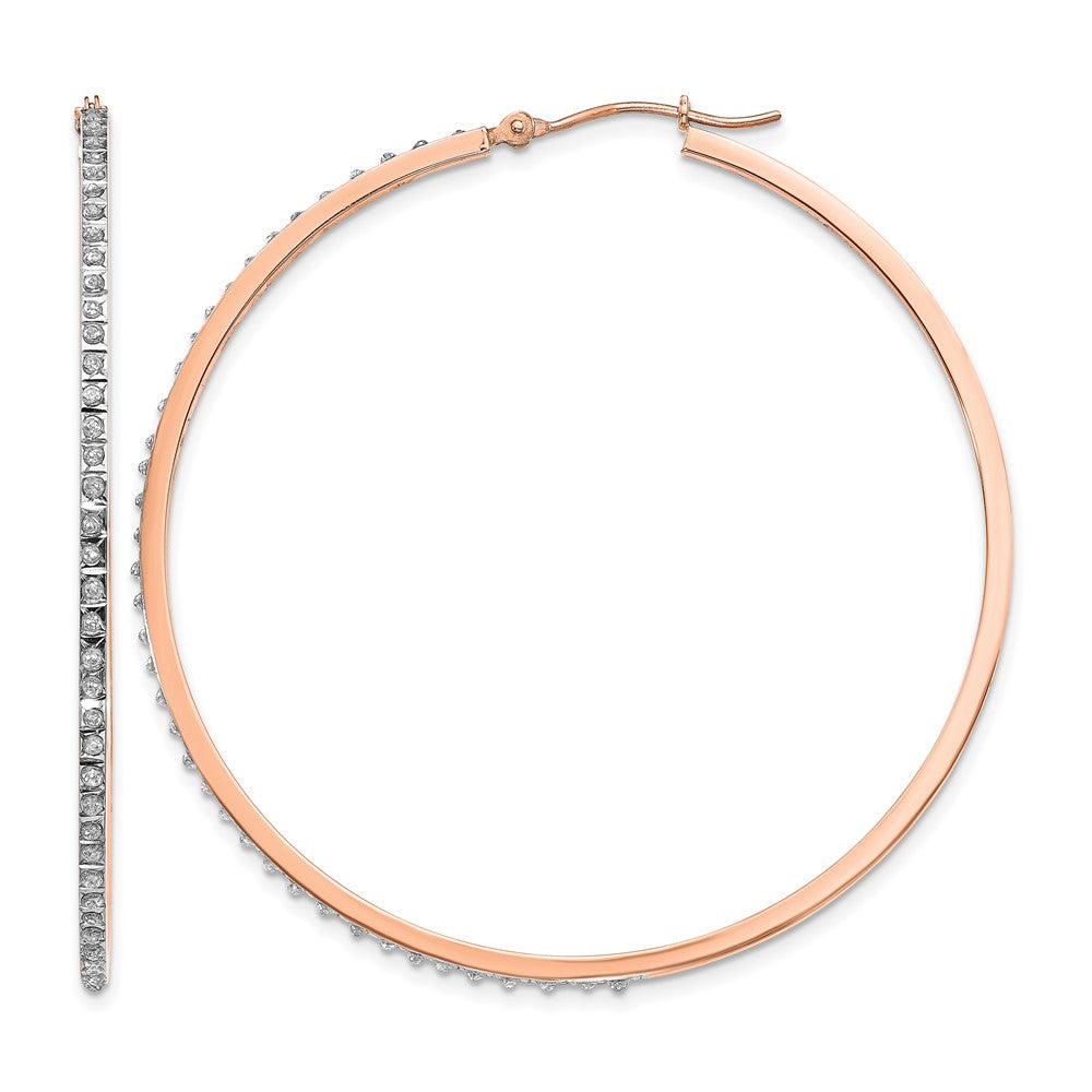 14k Rose Gold Diamond Fascination Diamond Dust/Accent 2x52mm Round Hoop Earrings