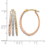 14k Tri-color Diamond Fascination Diamond Dust/Accent Oval 3-Hoop Earrings