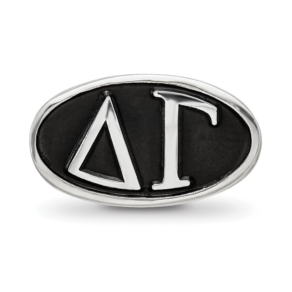 Sterling Silver LogoArt Delta Gama Sorority Greek Letters Enameled Oval Bead