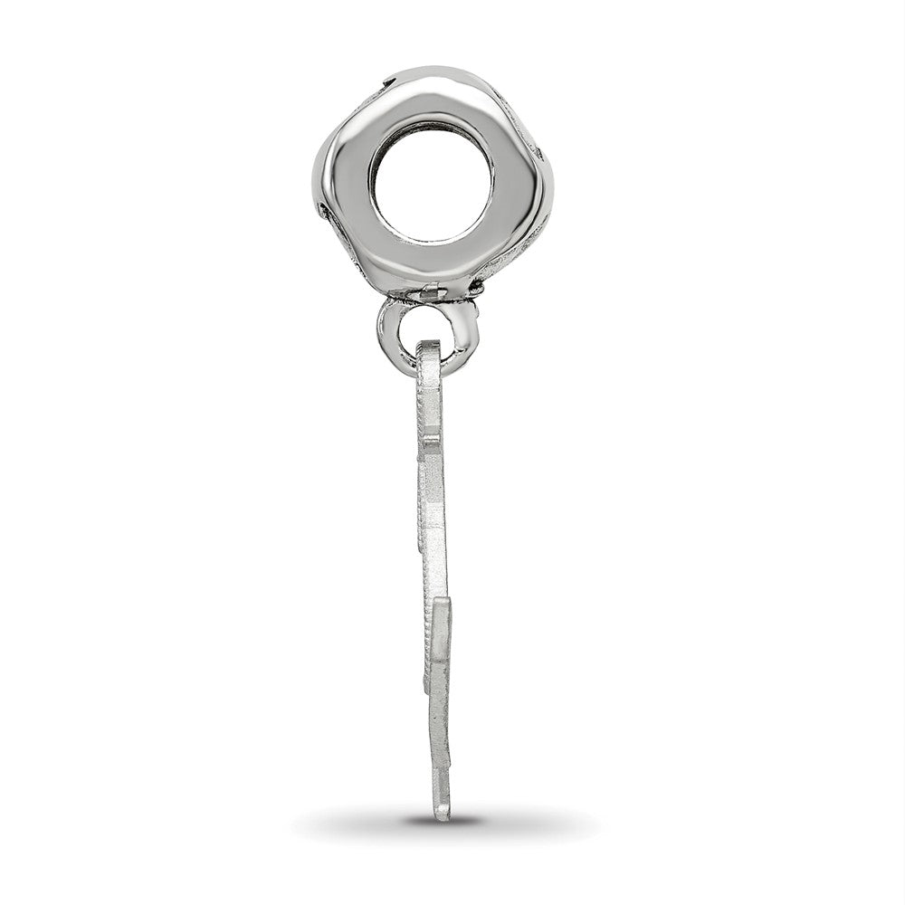 Sterling Silver Rhodium-plated LogoArt Delta Gamma Anchor on Heart Bead