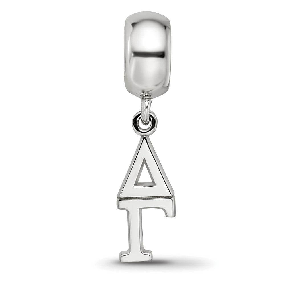 Sterling Silver Rhodium-plated LogoArt Delta Gamma Vertical Letters on Bead