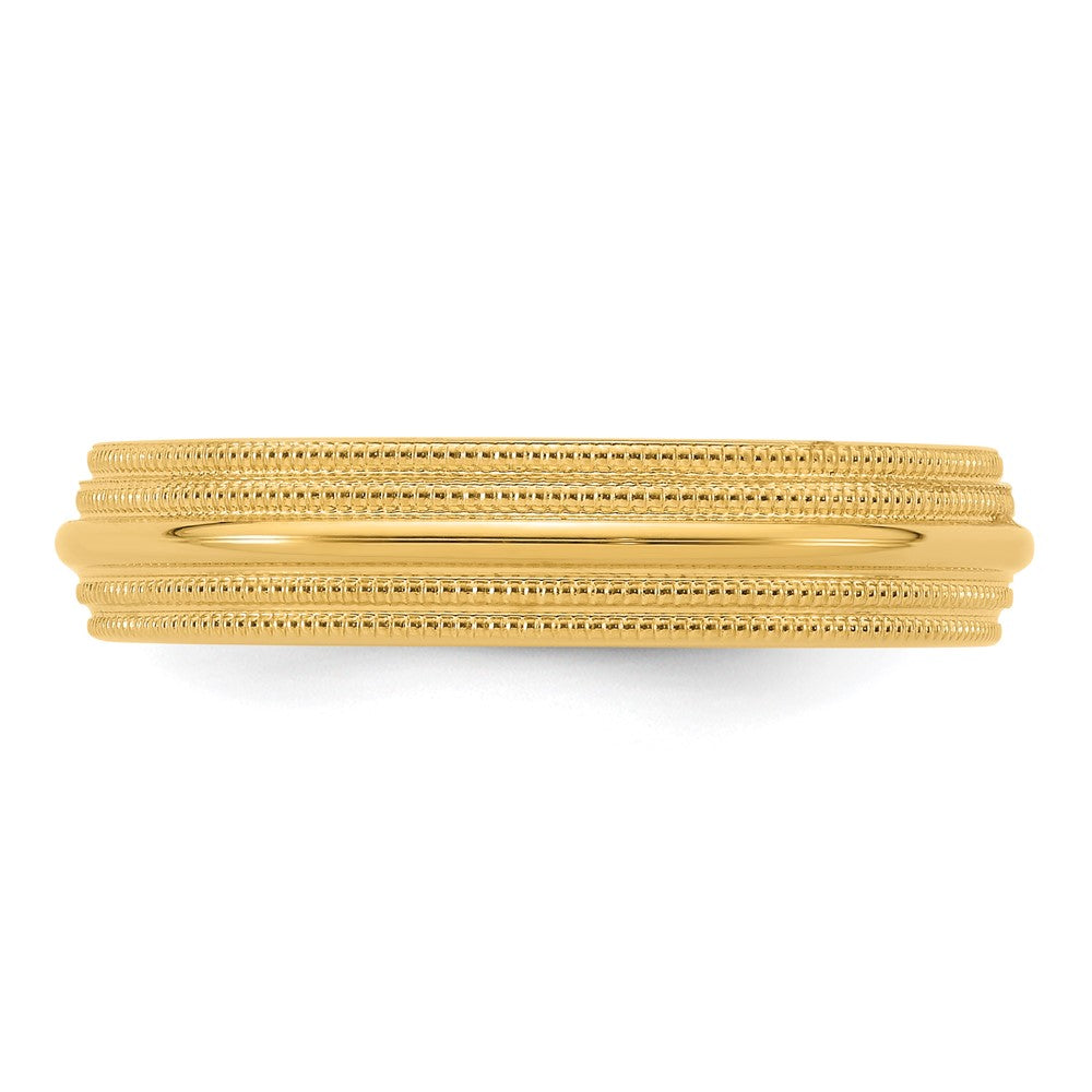 14k Yellow Gold 5mm Double Milgrain Comfort Fit Wedding Band
