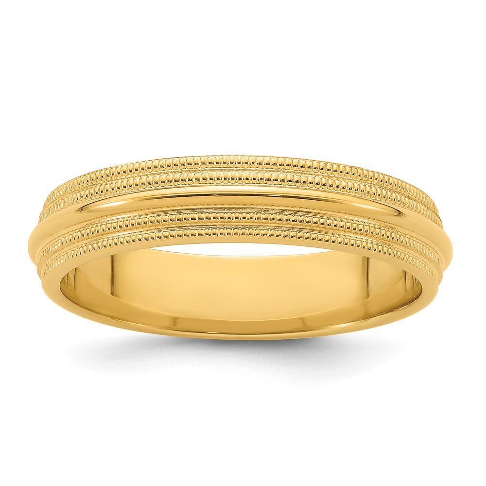 14k Yellow Gold 5mm Double Milgrain Comfort Fit Wedding Band