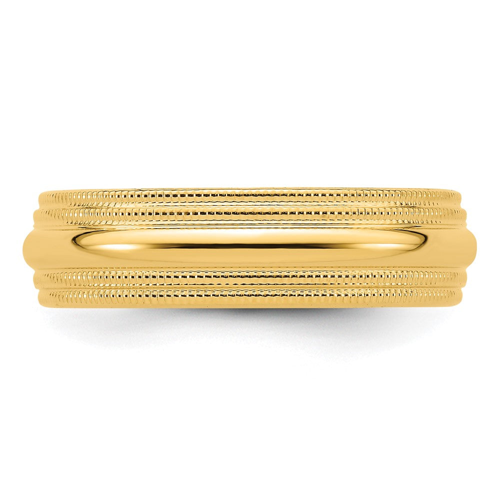 14k Yellow Gold 6mm Double Milgrain Comfort Fit Wedding Band