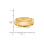 14k Yellow Gold 6mm Double Milgrain Comfort Fit Wedding Band